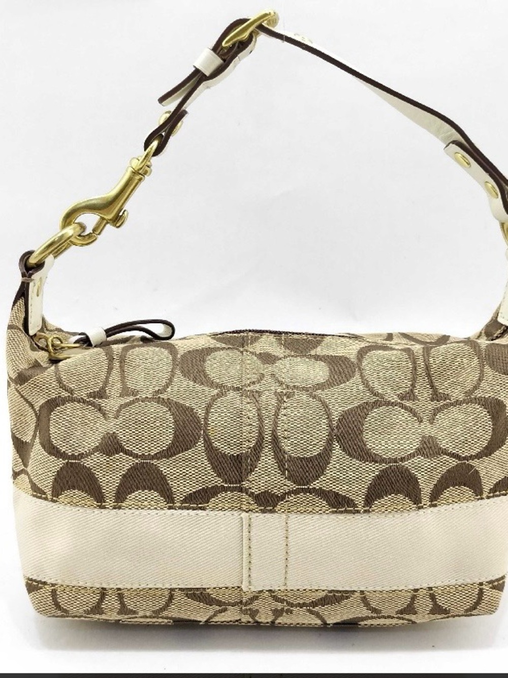 Coach Signature Canvas Shoulder Bag in Khaki/Chalk